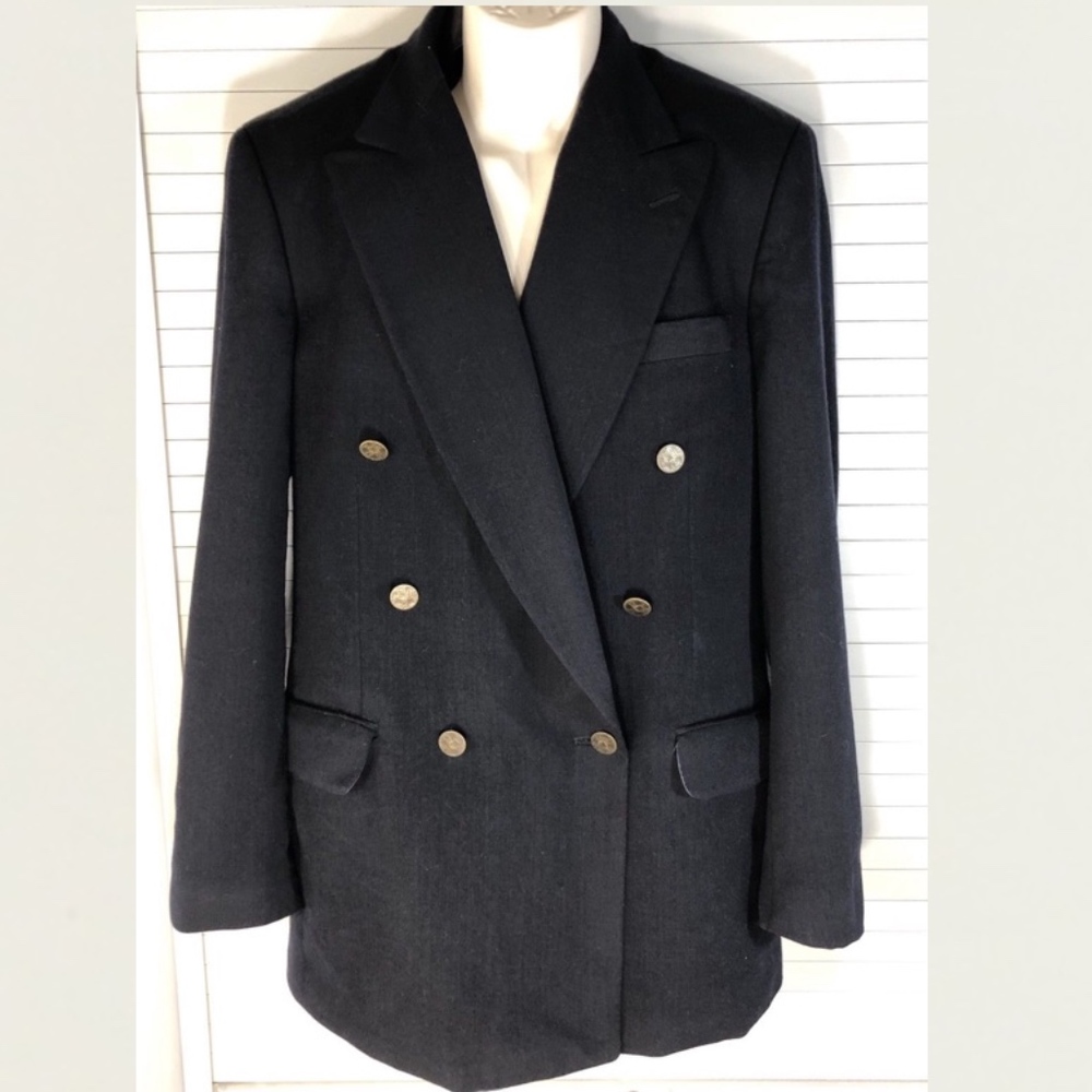 JONES New York Men’s Wool Black Sport Blazer Coat 40L Double-Breasted